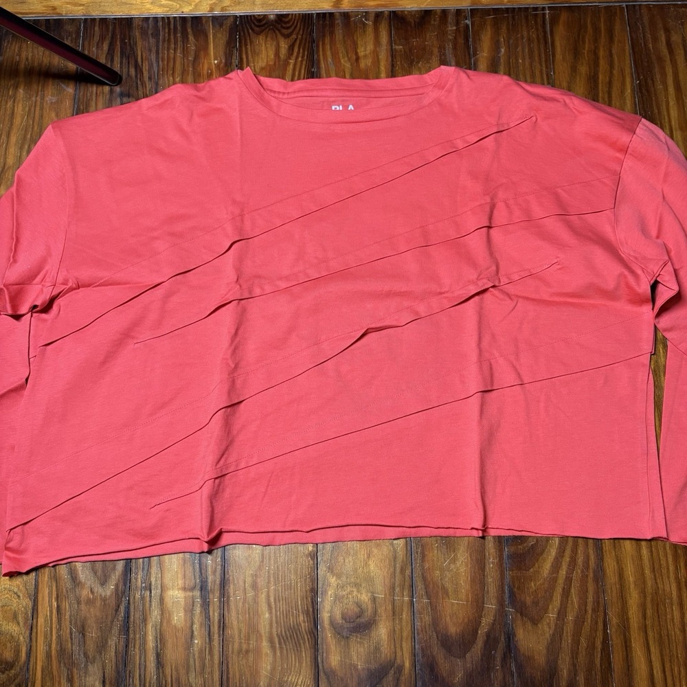 Planet By Lauren G Red Pink pima cotton mini tucked tee One Size New Cropped